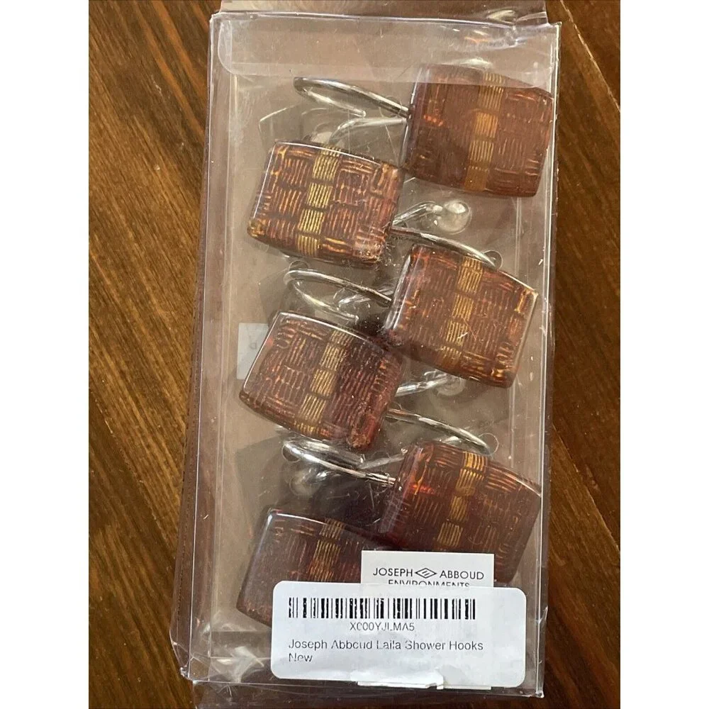 Joseph Abboud Shower Curtain12 Decorative Hooks Brown Amber Environments